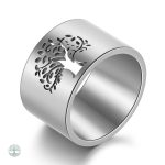 Bague Arbre de Vie en argent et acier, design élégant