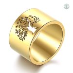 Bague Arbre de Vie en or jaune et acier