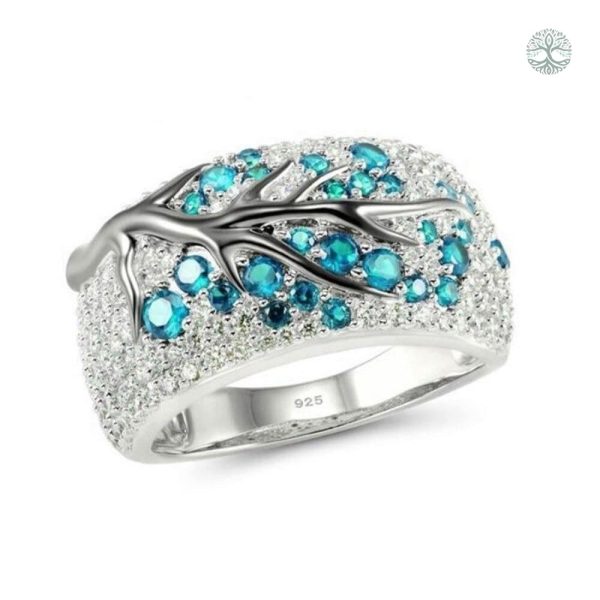 Bague Arbre de Vie en zirconium et turquoise