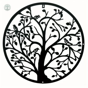 Décoration Murale Arbre de Vie en Métal Noir 30cm
