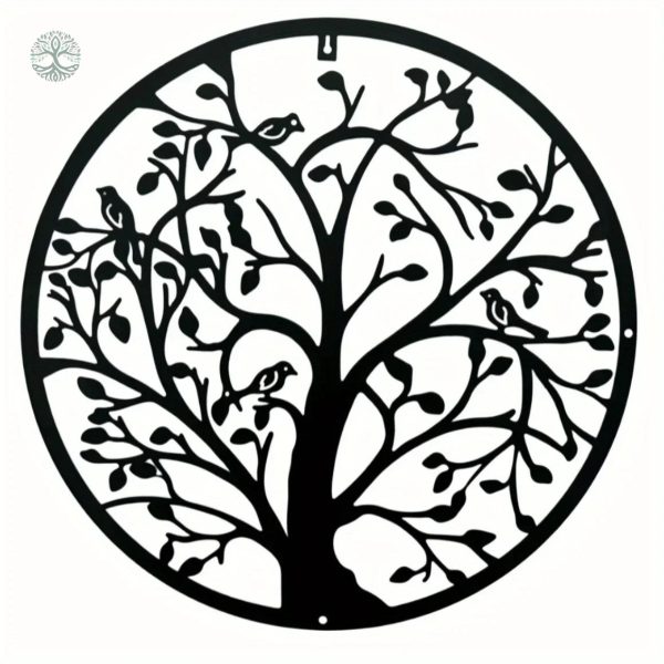 Décoration Murale Arbre de Vie en Métal Noir 30cm