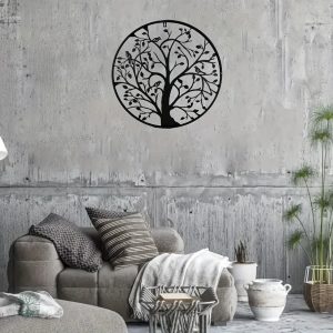 Arbre de Vie en métal noir, décoration murale élégante 30cm