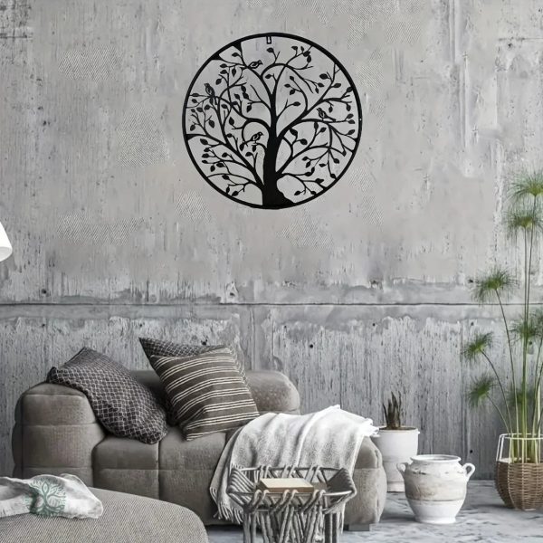 Arbre de Vie en métal noir, décoration murale élégante 30cm