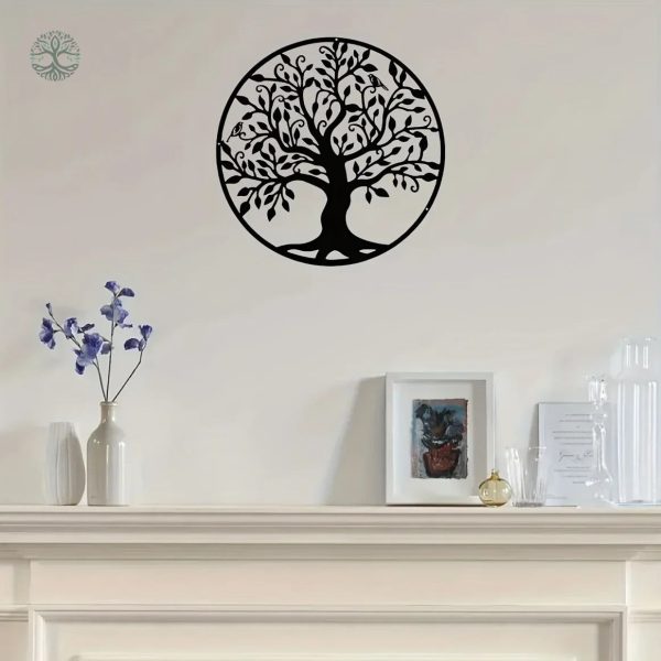 Arbre de Vie en Métal avec Oiseaux pour Décoration Murale