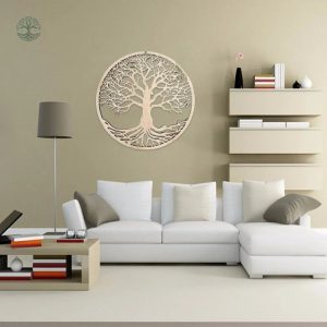 Élégante décoration murale arbre de vie en bois naturel