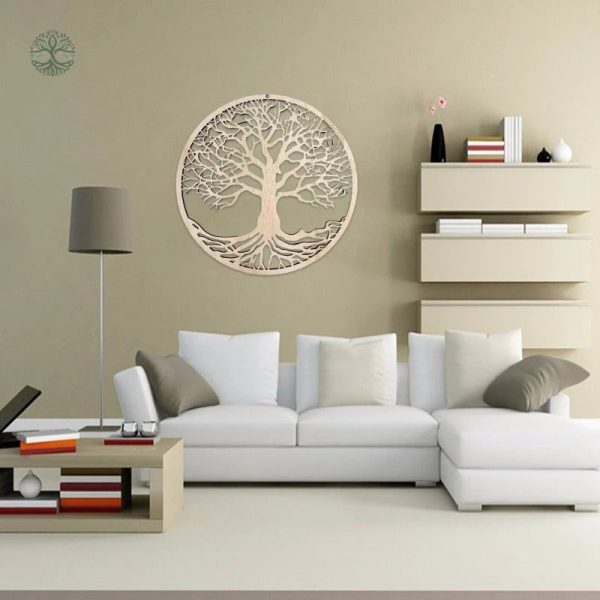 Élégante décoration murale arbre de vie en bois naturel