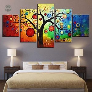 Art abstrait représentant un arbre de vie coloré et stylisé