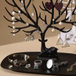 Porte-bijoux noir décoratif en arbre