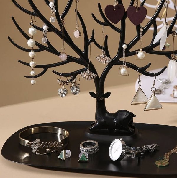 Porte-bijoux noir décoratif en arbre