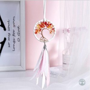 Attrape-Rêve Arbre de Vie avec Agate Rouge
