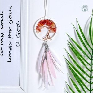 Attrape-Rêve Arbre de Vie décoratif en agate rouge