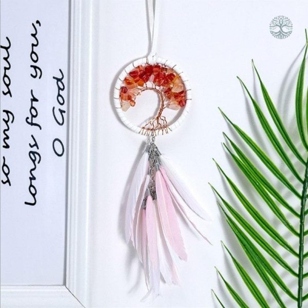 Attrape-Rêve Arbre de Vie décoratif en agate rouge