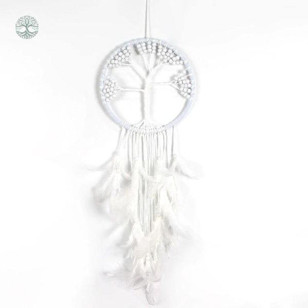 Attrape-Rêve blanc au motif Arbre de Vie