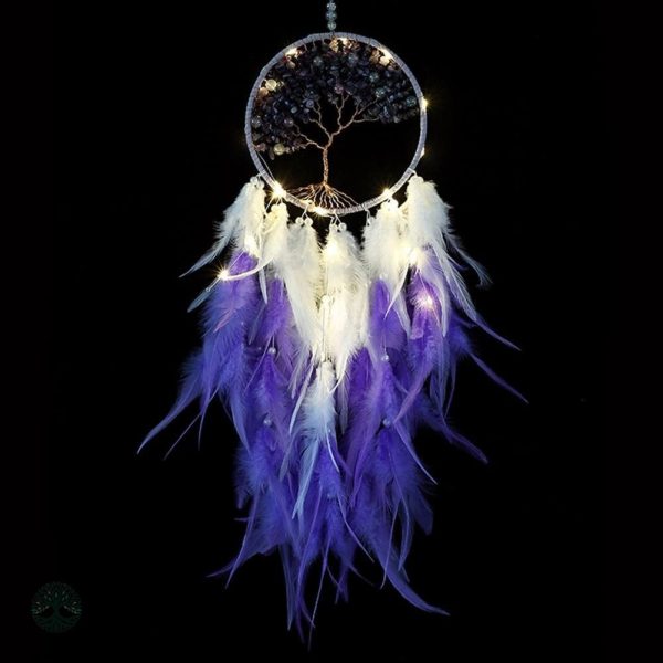 Attrape-Rêve lumineux violet Arbre de Vie