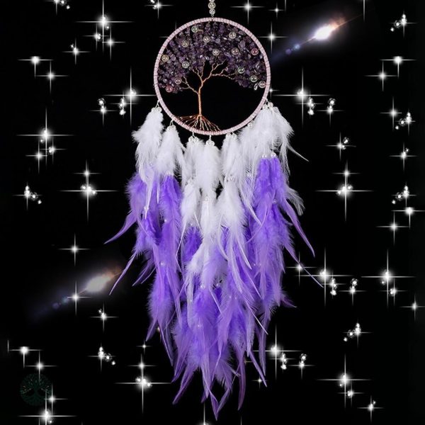 Attrape-Rêve violet avec motif Arbre de Vie