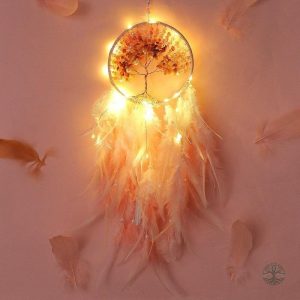 Attrape-Rêve lumineux Arbre de Vie en rose