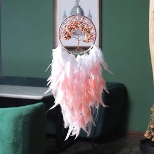 Attrape-Rêve Arbre de Vie en rose élégant