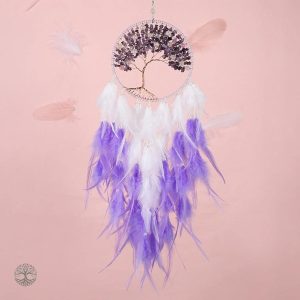 Attrape-Rêve Arbre de Vie, couleur violette, art mural unique
