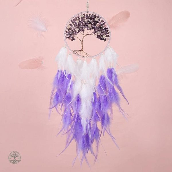 Attrape-Rêve Arbre de Vie, couleur violette, art mural unique