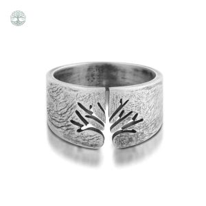 Bague Arbre de Vie en acier au style vintage