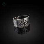 Bague en acier inoxydable avec design Arbre de Vie