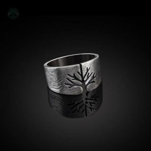 Bague en acier inoxydable avec design Arbre de Vie