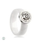 Bague Arbre de Vie en céramique blanche élégante