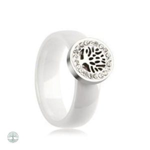 Bague Arbre de Vie en céramique blanche élégante
