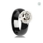 Bague Arbre de Vie en céramique noire élégante