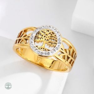Accessoire doré inspiré de la nature, Bague Arbre de Vie
