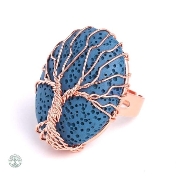 Bague Arbre de Vie en cuivre et bleu
