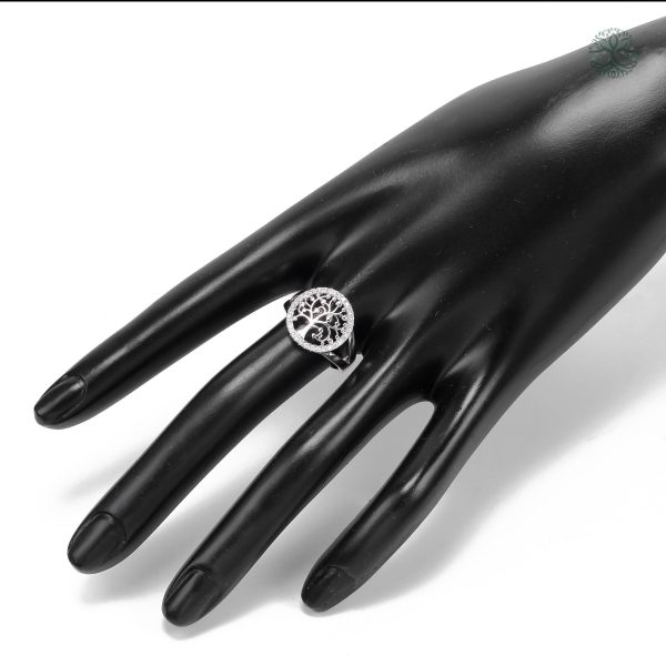 Diamant sur Bague Arbre de Vie élégante