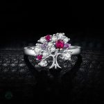 Bague en argent 925 ornée d'un diamant rose