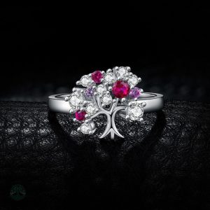 Bague en argent 925 ornée d'un diamant rose