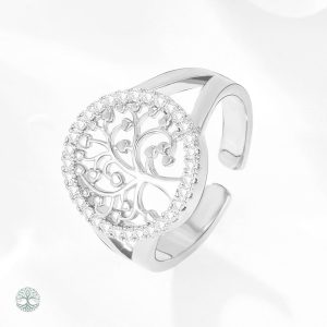 Bague Arbre de Vie en cuivre ornée d'oxydes de zirconium