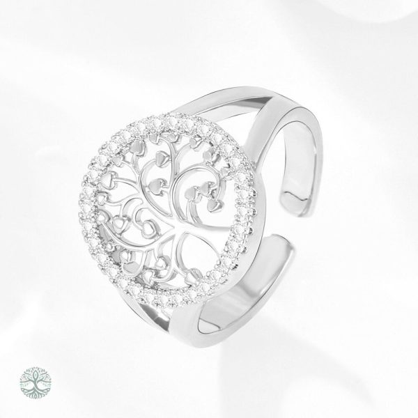 Bague Arbre de Vie en cuivre ornée d'oxydes de zirconium