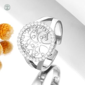Bague en cuivre avec motif Arbre de Vie et pierres scintillantes