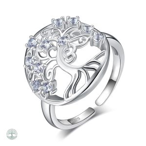 Bague Arbre de Vie en argent Sterling 925 avec diamants