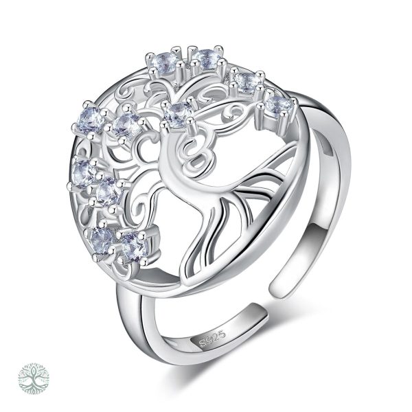 Bague Arbre de Vie en argent Sterling 925 avec diamants