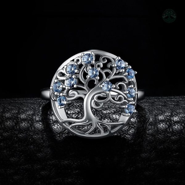 Bague ornée de diamants, design Arbre de Vie
