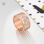 Bague design Arbre de Vie, finition or rose chic