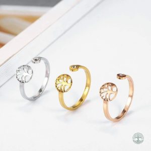 Bague élégante avec motif arbre de vie en argent