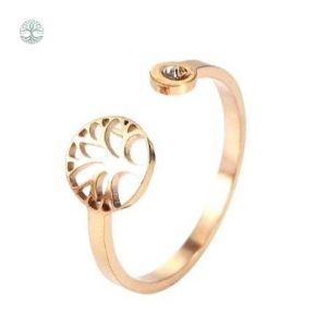 Bague Arbre de Vie en or rose, élégante et délicate