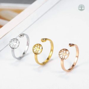 Bague fine Arbre de Vie, design raffiné en or rose