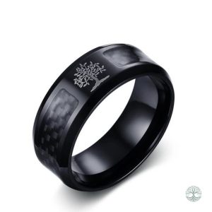 Bague Arbre de Vie Rétro en noir élégant