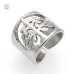 Bague Arbre de Vie en acier large, design symbolique
