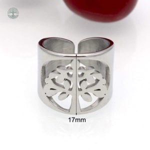 Bague en acier avec motif Arbre de Vie, style élégant et unique