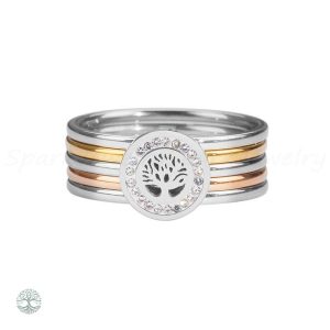 Bague en argent avec motif Arbre de Vie, style raffiné