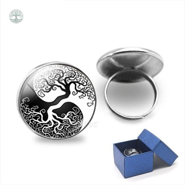 Bague Arbre de Vie en noir et blanc