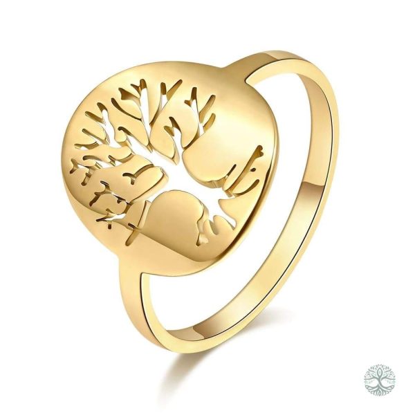 Bague Arbre de Vie en or jaune élégant